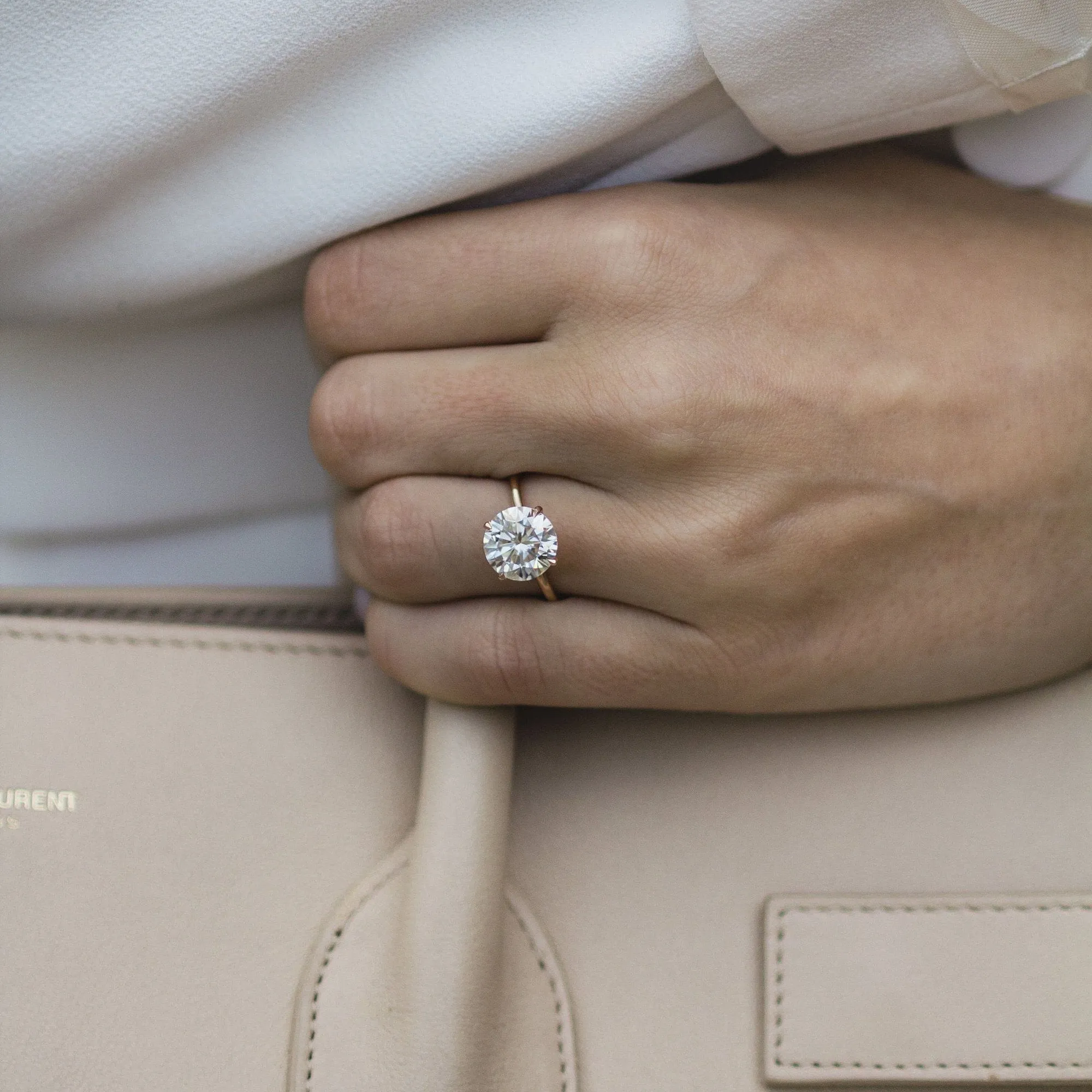 Moissanite Engagement Ring Solitaire Engagement Ring Yellow Gold Prong Set Engagement Ring Moissanite Ring
