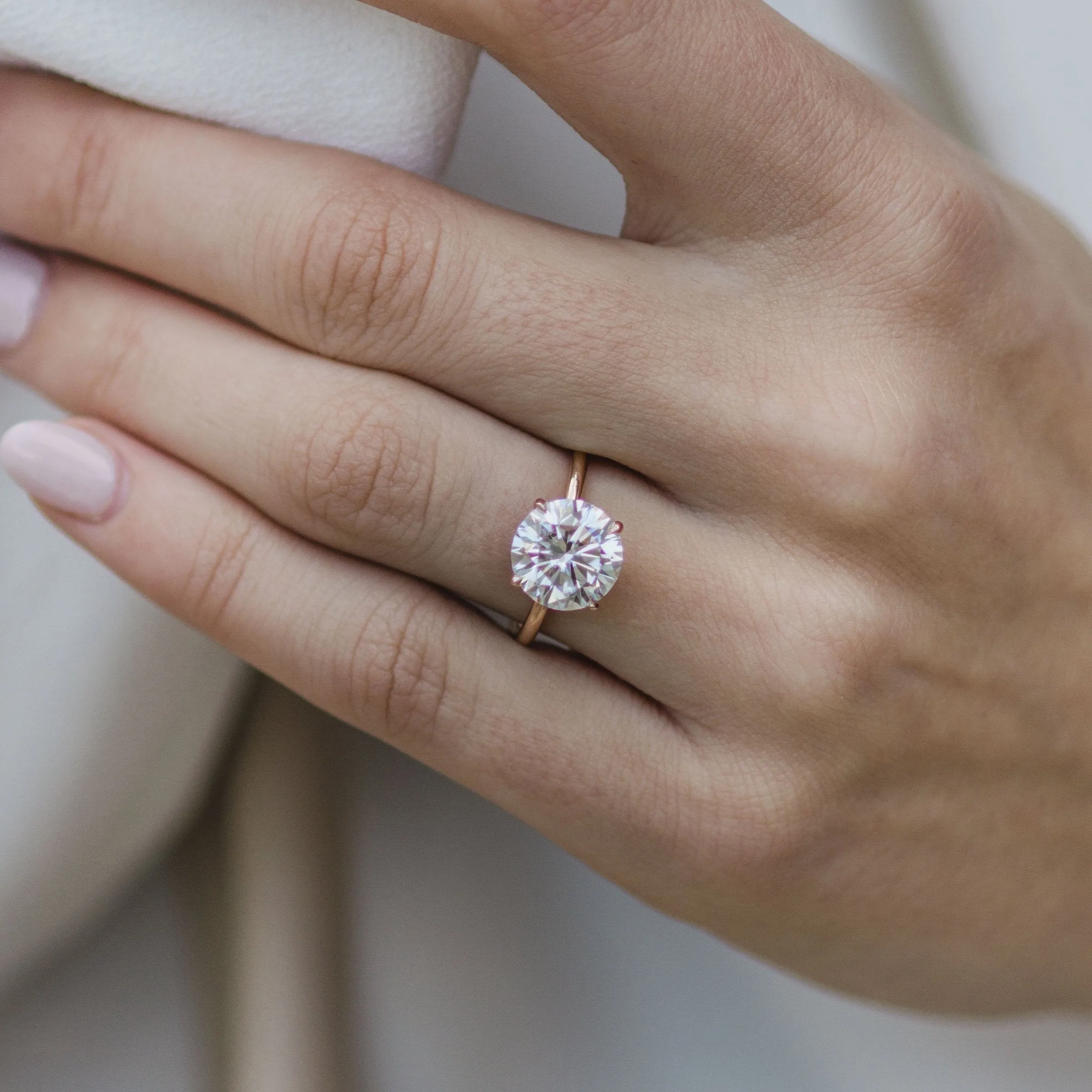 Moissanite Engagement Ring Solitaire Engagement Ring Yellow Gold Prong Set Engagement Ring Moissanite Ring