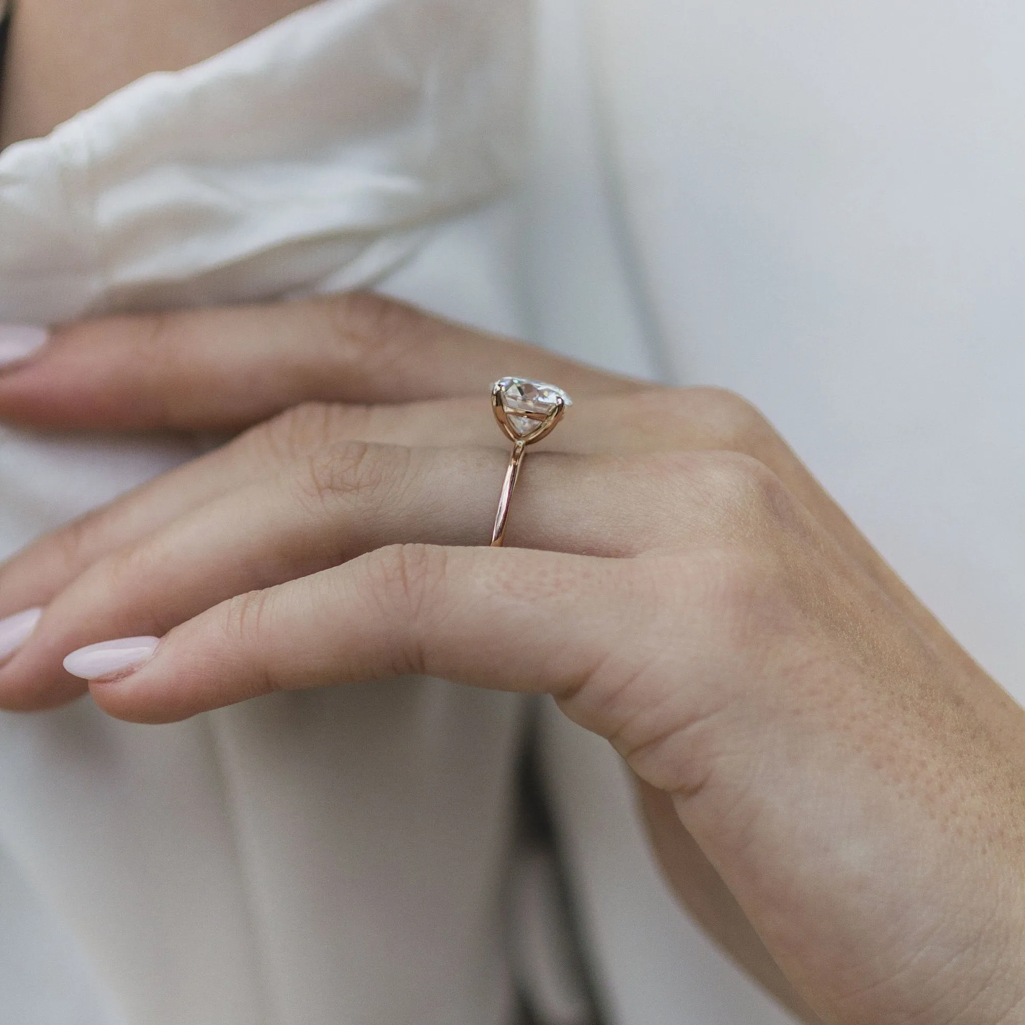 Moissanite Engagement Ring Solitaire Engagement Ring Yellow Gold Prong Set Engagement Ring Moissanite Ring