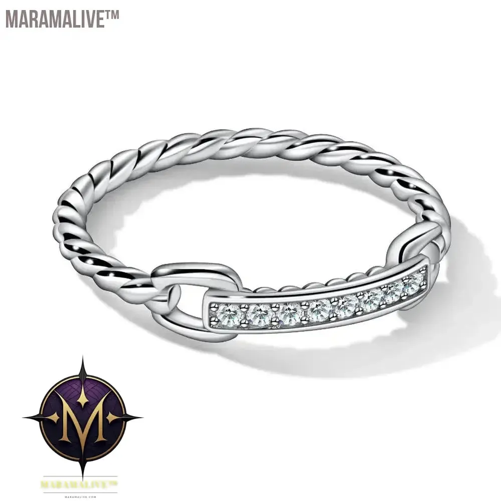 Moissanite Half Bands 925 Sterling Silver 18K White Gold Plated D Color Diamond Twist Link Ring Jewelry