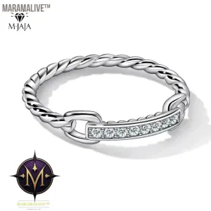Moissanite Half Bands 925 Sterling Silver 18K White Gold Plated D Color Diamond Twist Link Ring Jewelry
