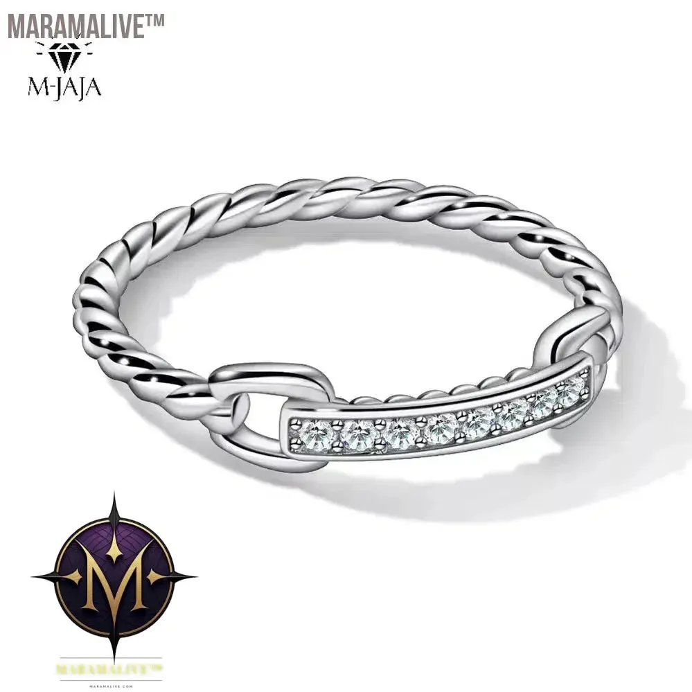 Moissanite Half Bands 925 Sterling Silver 18K White Gold Plated D Color Diamond Twist Link Ring Jewelry