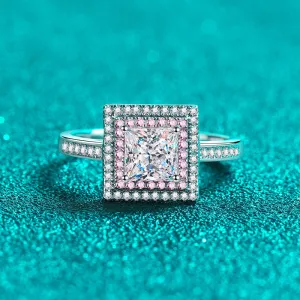 Moissanite Pink Square Engagement Ring- RM062