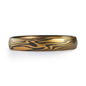 Mokume Gane Contemporary Ring or Wedding Band in Twist Pattern and Spark Palette