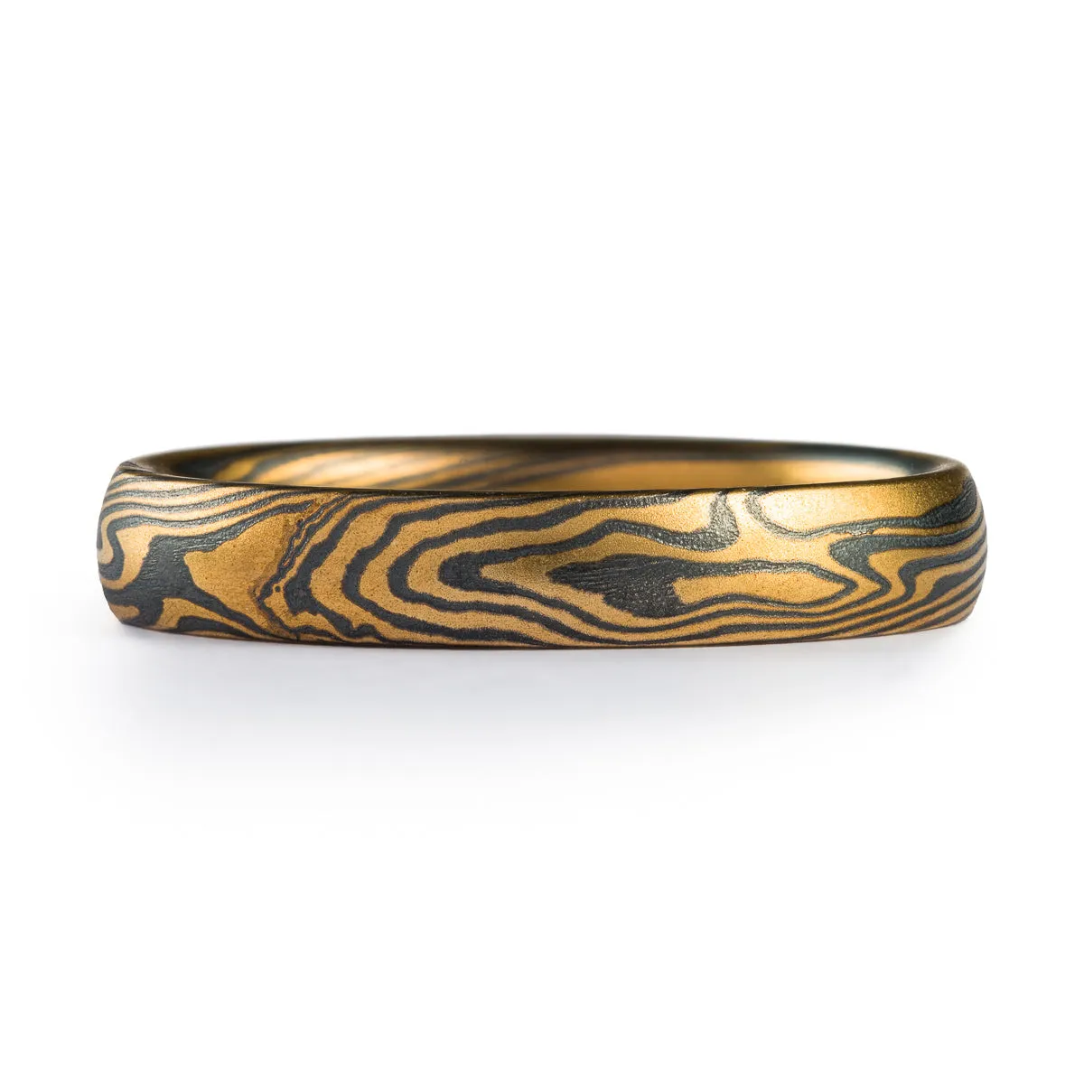 Mokume Gane Contemporary Ring or Wedding Band in Twist Pattern and Spark Palette