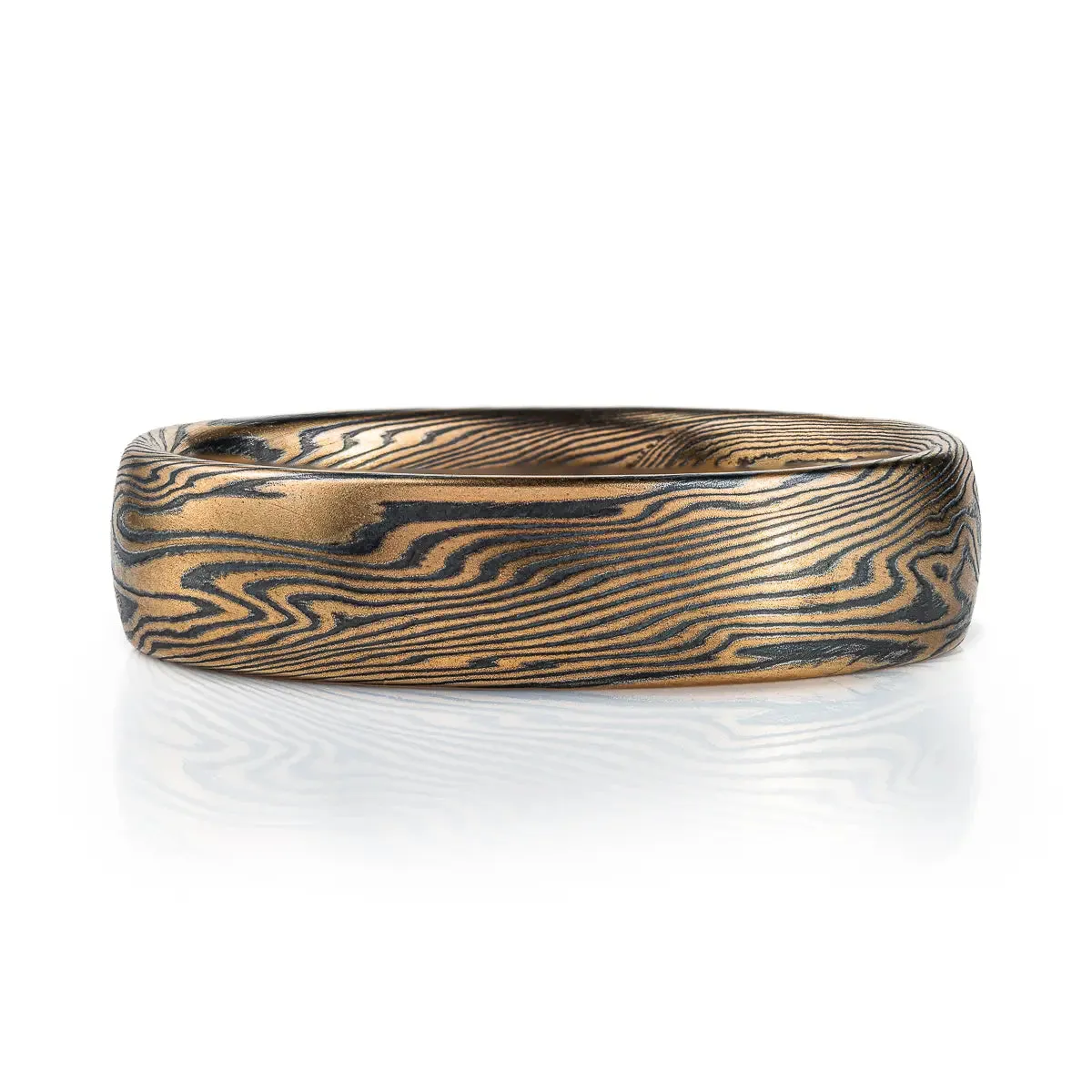 Mokume Gane Wedding Band or Ring in Spark Palette and Twist Pattern with an Etched   Oxidized Finish