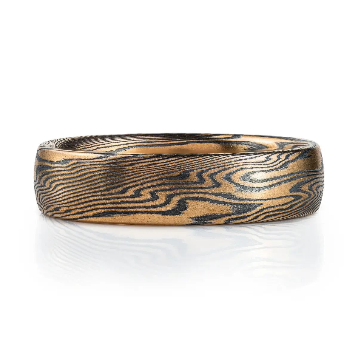 Mokume Gane Wedding Band or Ring in Spark Palette and Twist Pattern with an Etched   Oxidized Finish