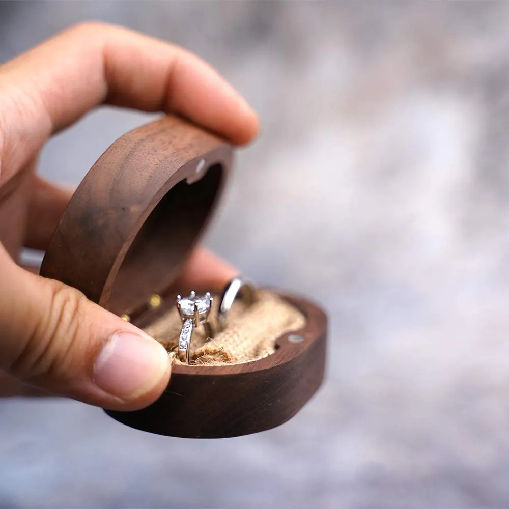 molchagar Wedding Ring Box, Wood Ring box for Proposal, Rustic Mr & Mrs Carve Engagement Ring Holder Gift for Wedding Ceremony