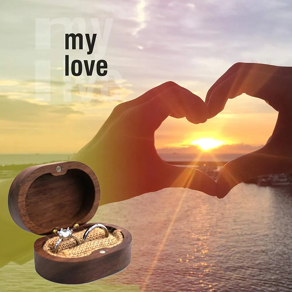 molchagar Wedding Ring Box, Wood Ring box for Proposal, Rustic Mr & Mrs Carve Engagement Ring Holder Gift for Wedding Ceremony