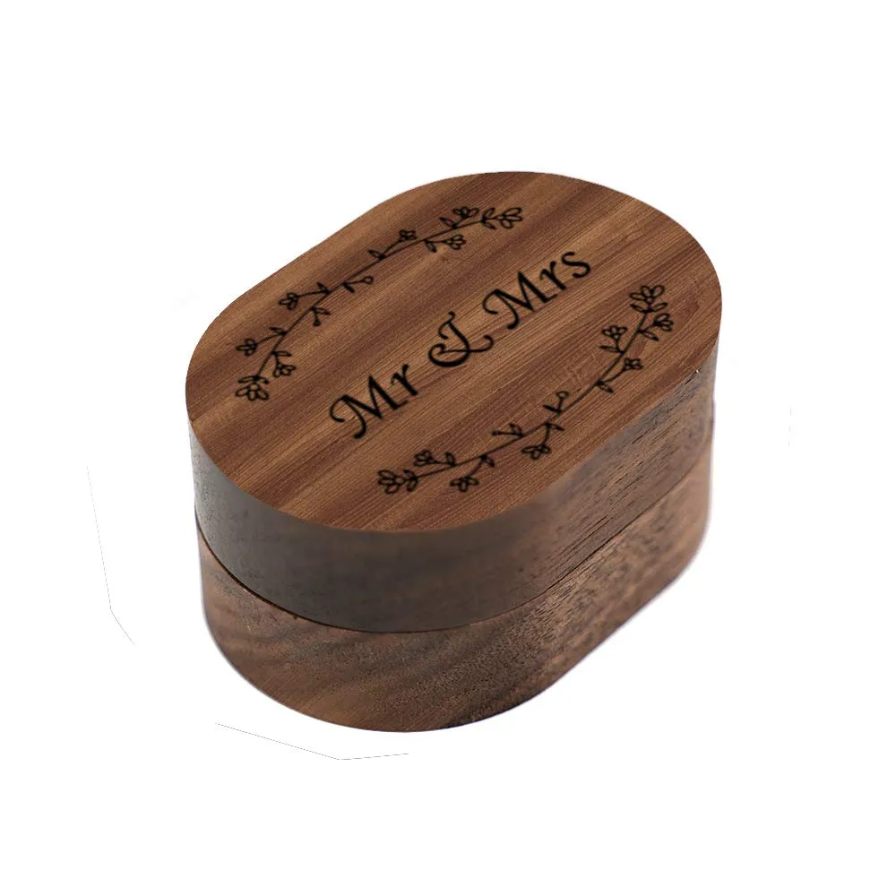 molchagar Wedding Ring Box, Wood Ring box for Proposal, Rustic Mr & Mrs Carve Engagement Ring Holder Gift for Wedding Ceremony