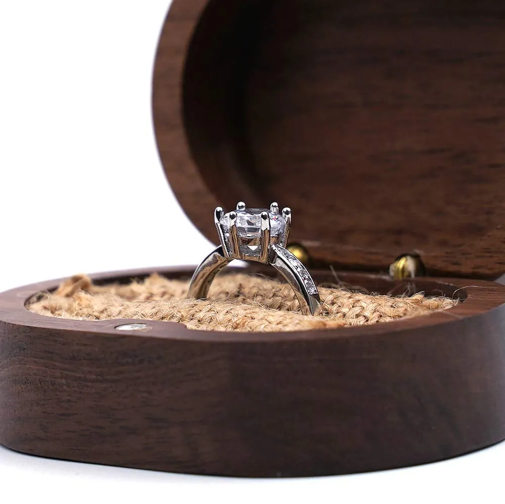 molchagar Wedding Ring Box, Wood Ring box for Proposal, Rustic Mr & Mrs Carve Engagement Ring Holder Gift for Wedding Ceremony