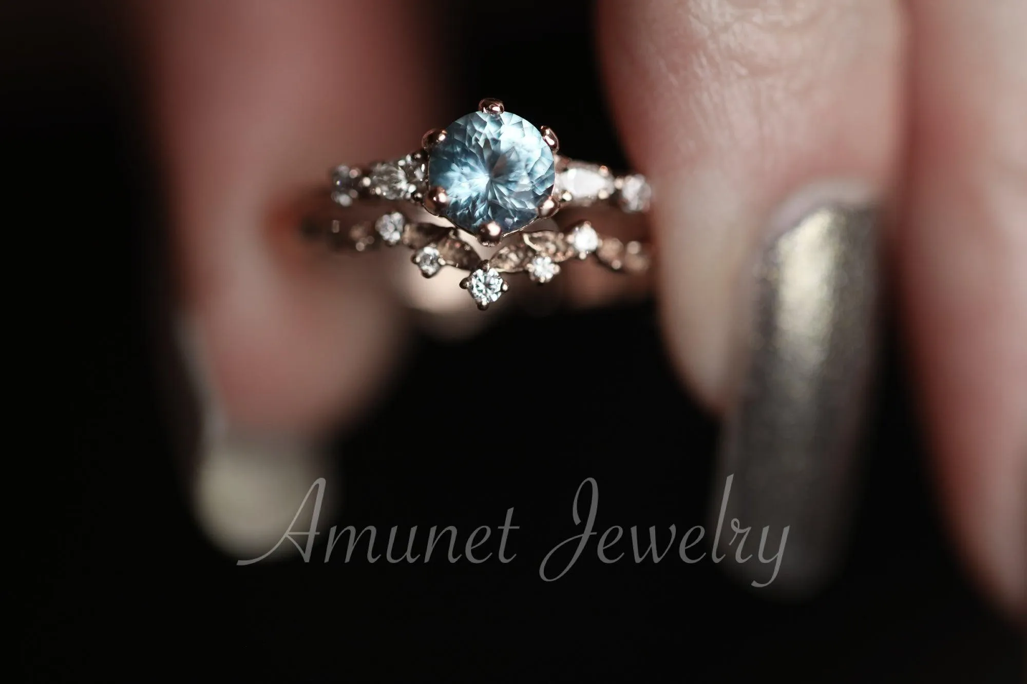 Montana Sapphire ring,sapphire engagement ring, blue sapphire cluster ring,unique ring.