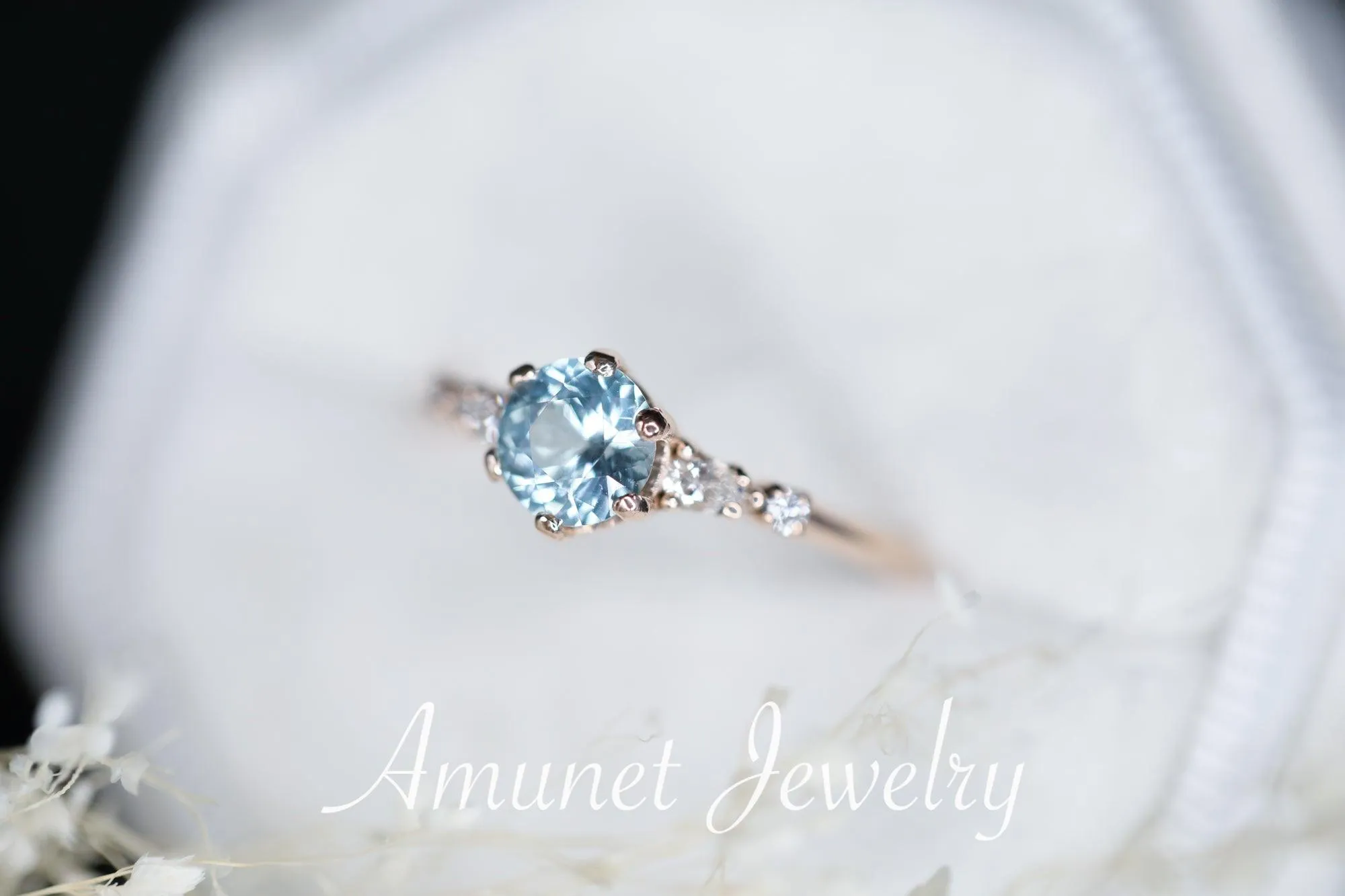 Montana Sapphire ring,sapphire engagement ring, blue sapphire cluster ring,unique ring.