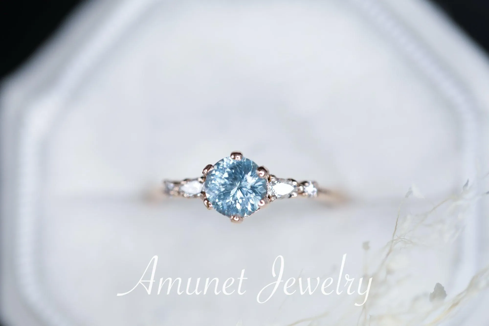 Montana Sapphire ring,sapphire engagement ring, blue sapphire cluster ring,unique ring.