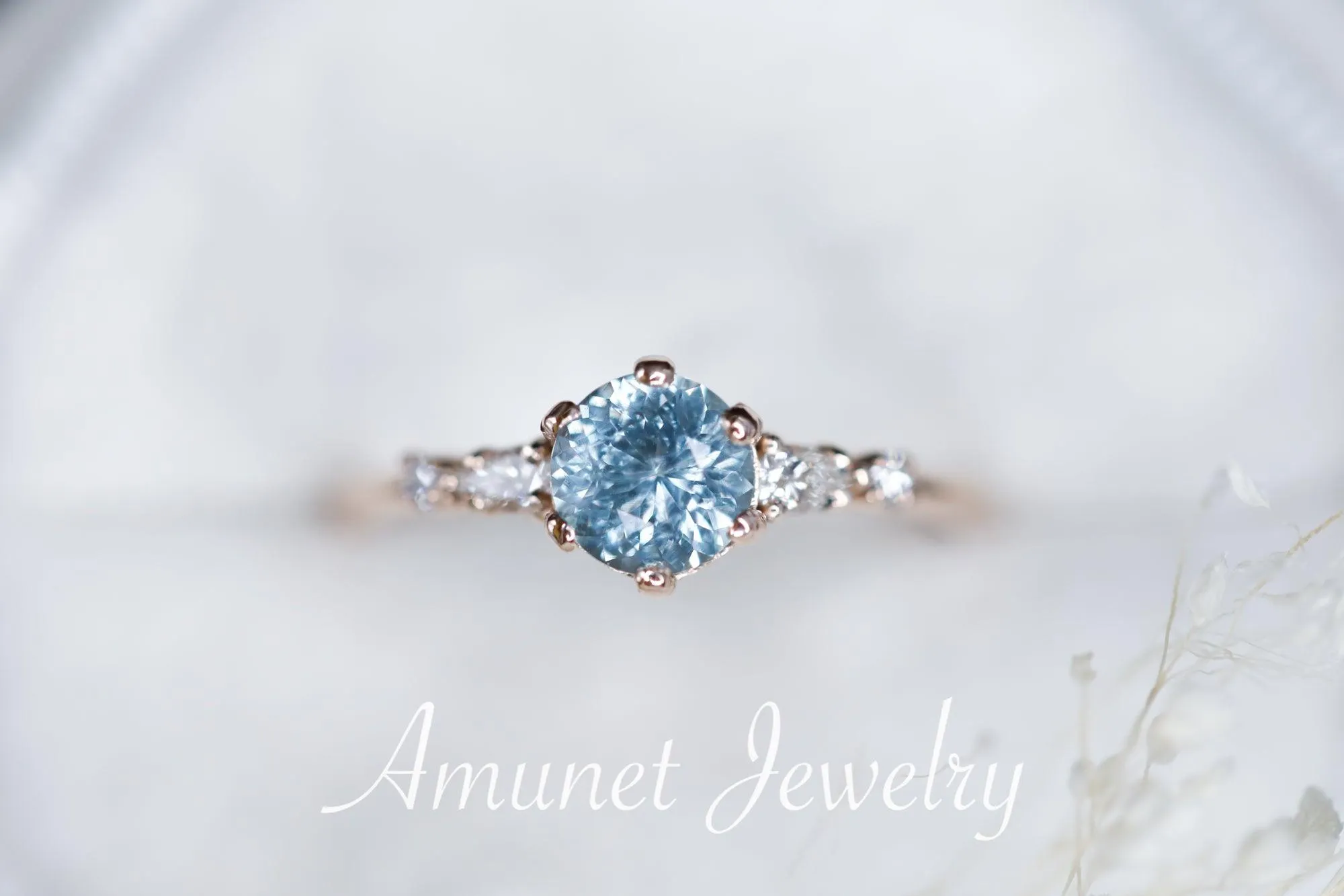 Montana Sapphire ring,sapphire engagement ring, blue sapphire cluster ring,unique ring.