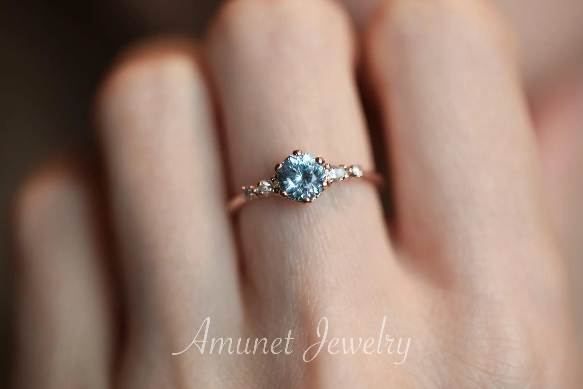Montana Sapphire ring,sapphire engagement ring, blue sapphire cluster ring,unique ring.