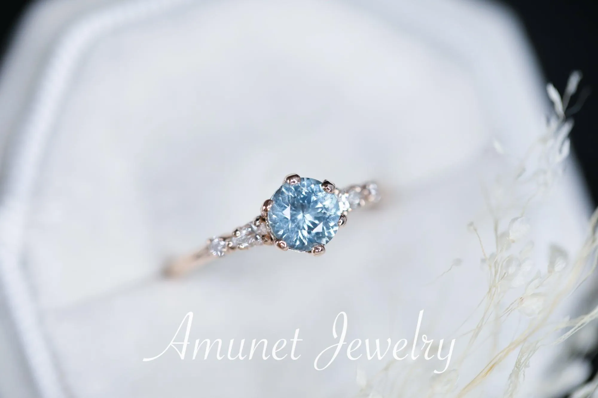 Montana Sapphire ring,sapphire engagement ring, blue sapphire cluster ring,unique ring.