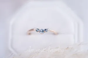 Montana sapphire wedding band, sapphire wedding band , engagement ring, diamond ring,teal sapphire.