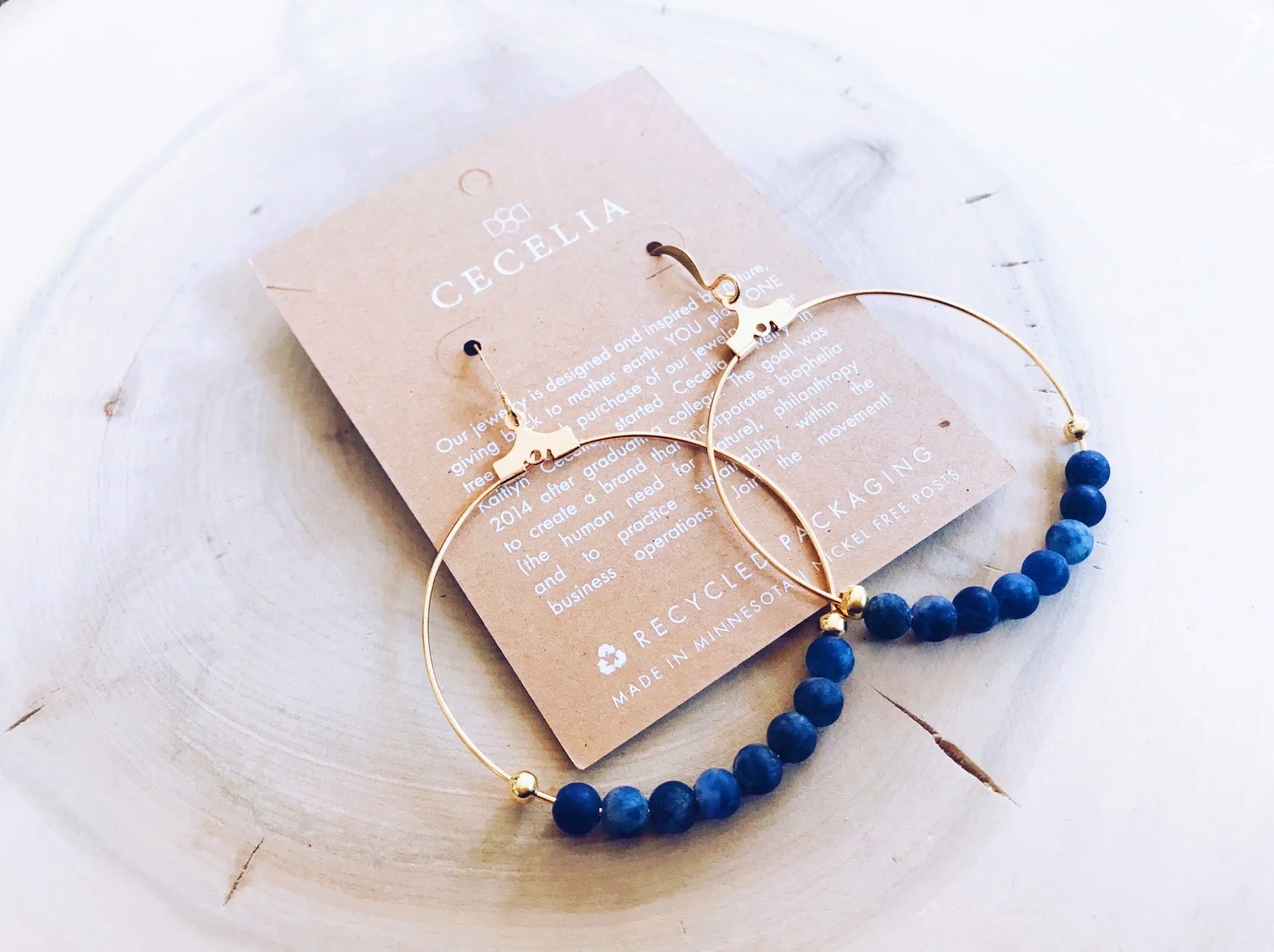 Moonlight Gemstone Gold Plated Hoop Earrings