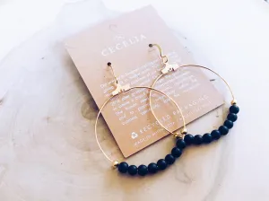 Moonlight Gemstone Gold Plated Hoop Earrings