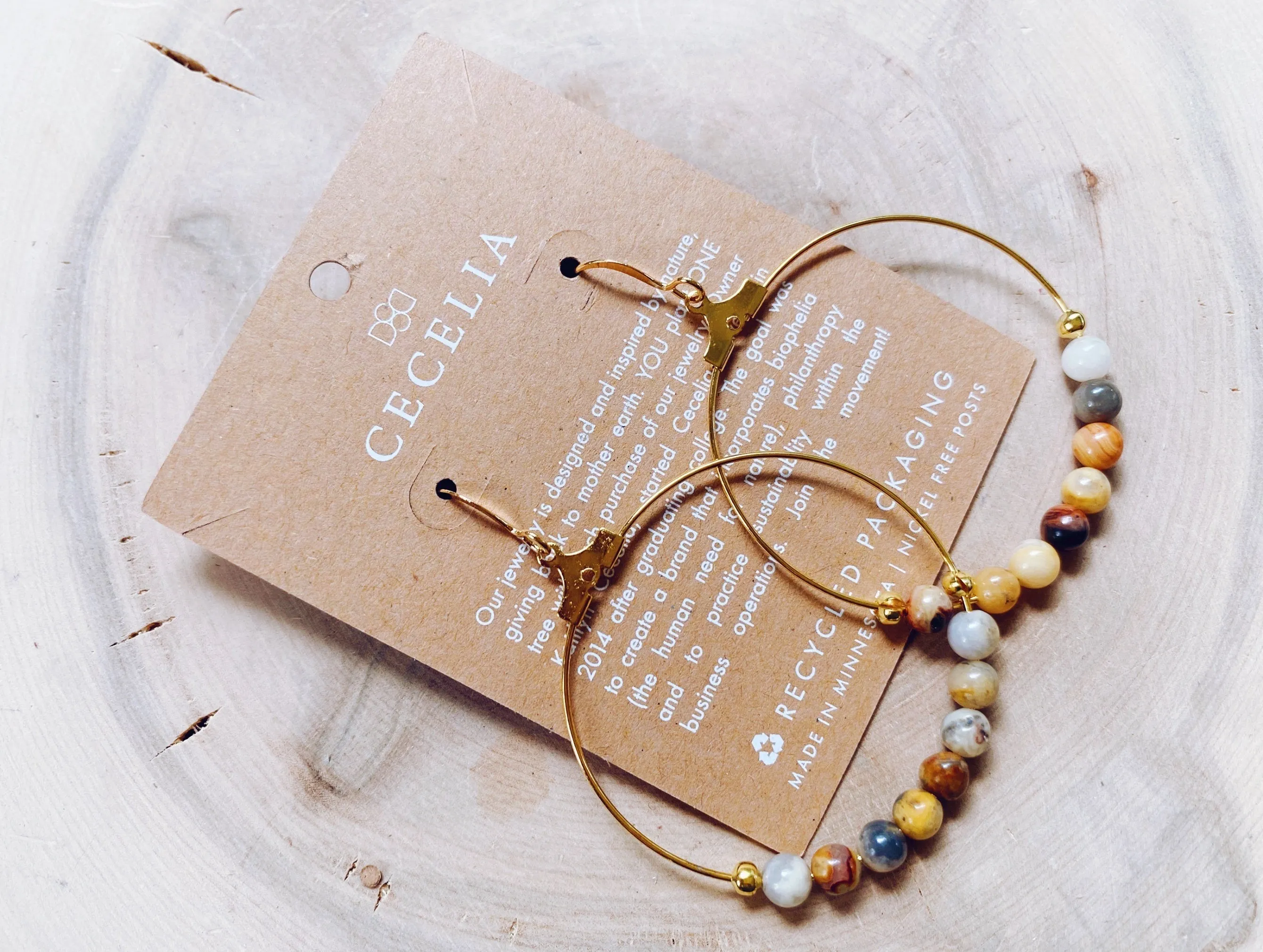 Moonlight Gemstone Gold Plated Hoop Earrings