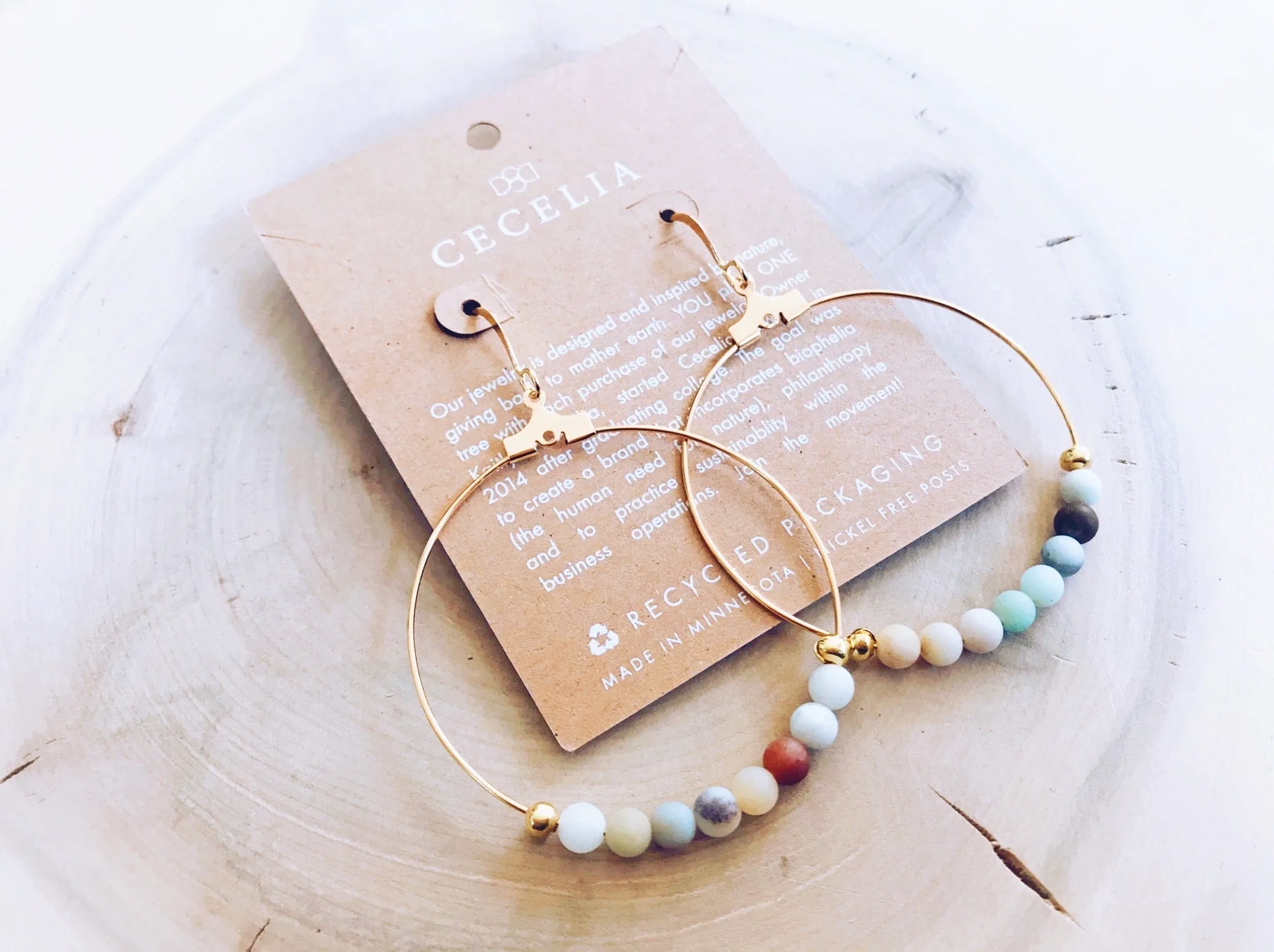 Moonlight Gemstone Gold Plated Hoop Earrings