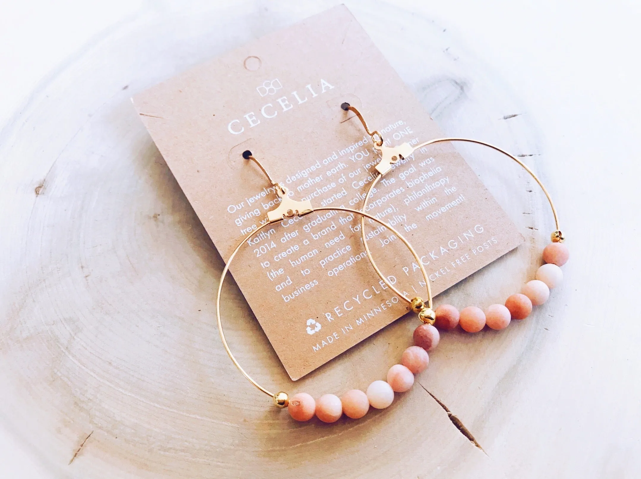 Moonlight Gemstone Gold Plated Hoop Earrings