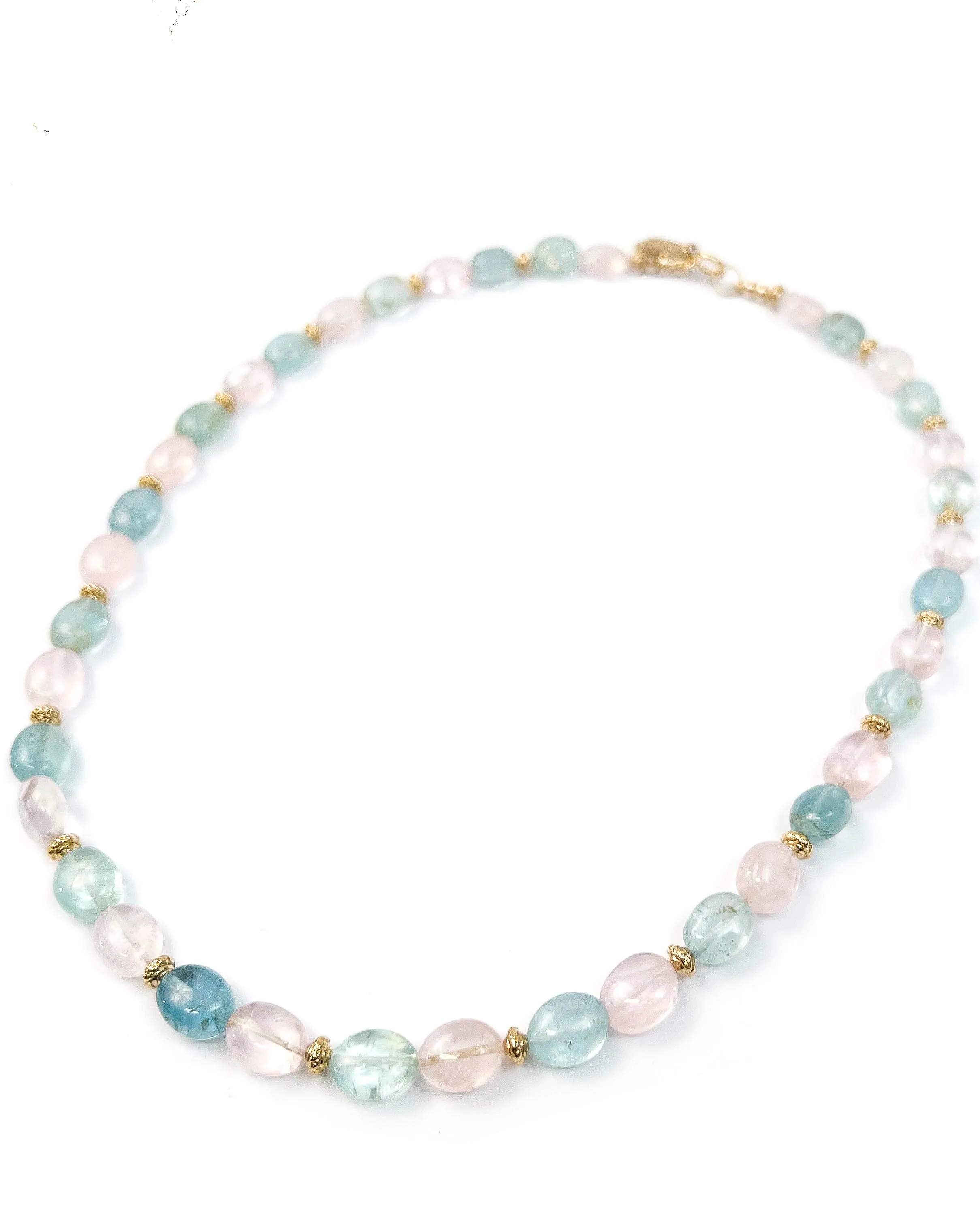 Morganite and Aquamarine Beryl Strand Necklace