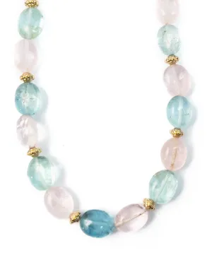 Morganite and Aquamarine Beryl Strand Necklace