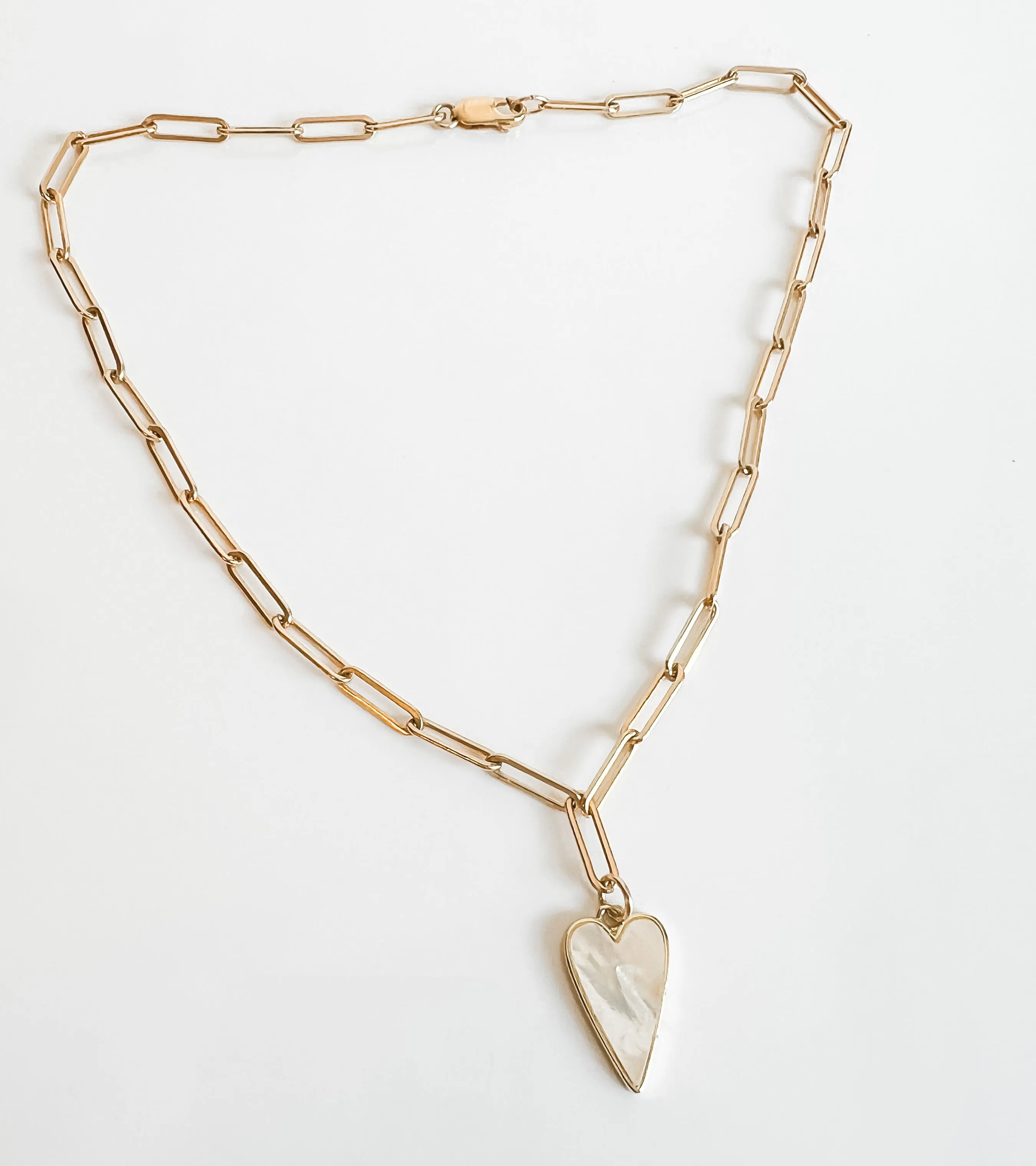 MOTHER OF PEARL HEART NECKLACE