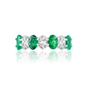 Moyer Collection 14KW Gold 1.54ctw Oval Emerald & 1.52ctw Diamond Anniversary Band - R3400-7HWGE