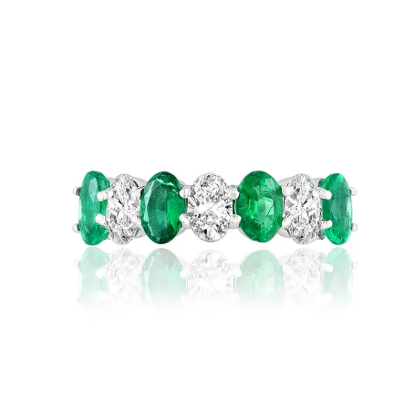 Moyer Collection 14KW Gold 1.54ctw Oval Emerald & 1.52ctw Diamond Anniversary Band - R3400-7HWGE