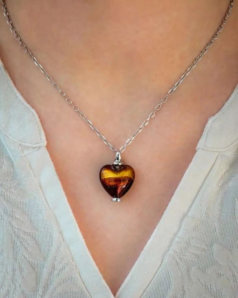 Murano Glass Heart Urn - 'Sweet Promise'