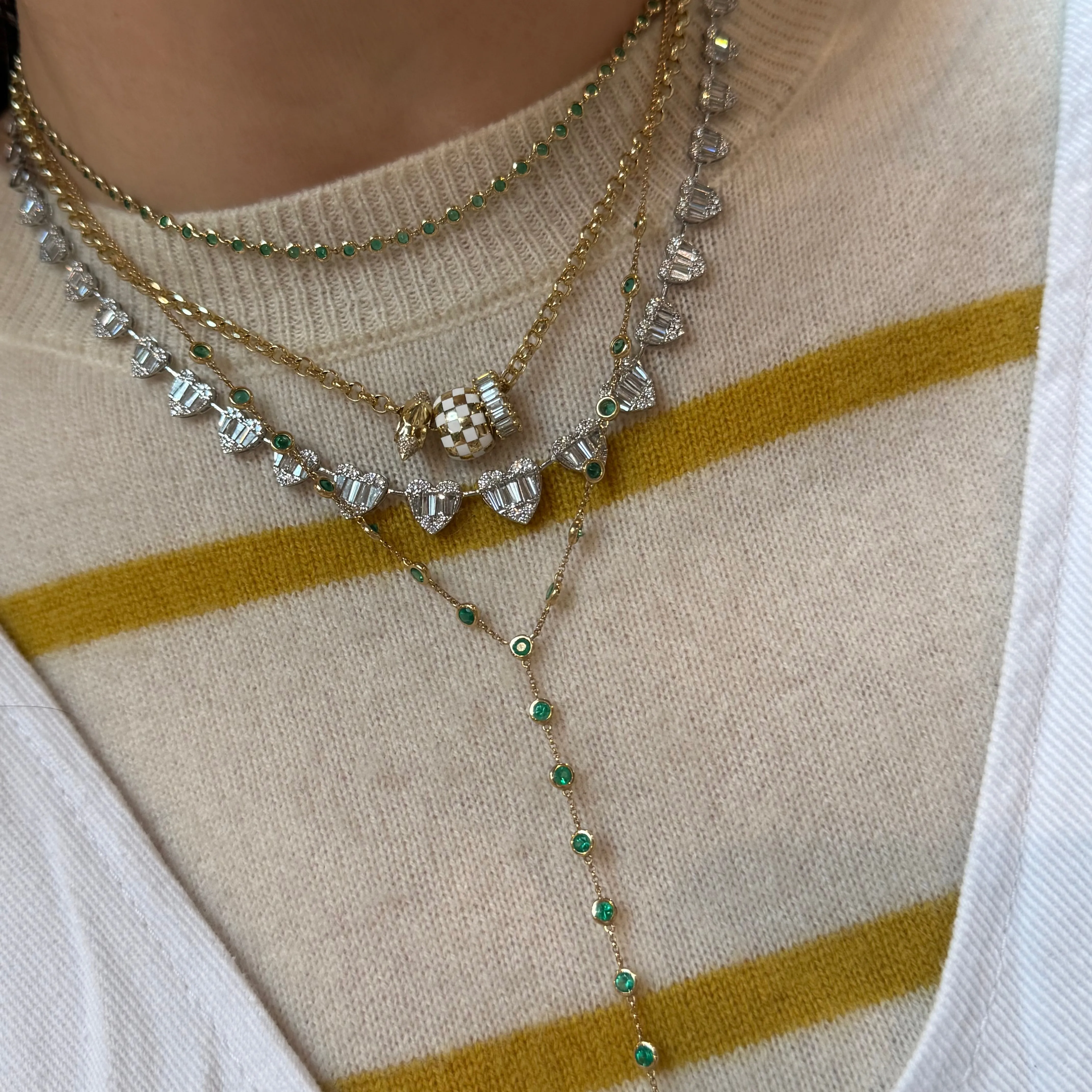 My Whole Hearts Diamond Illusion Baguette Tennis Necklace