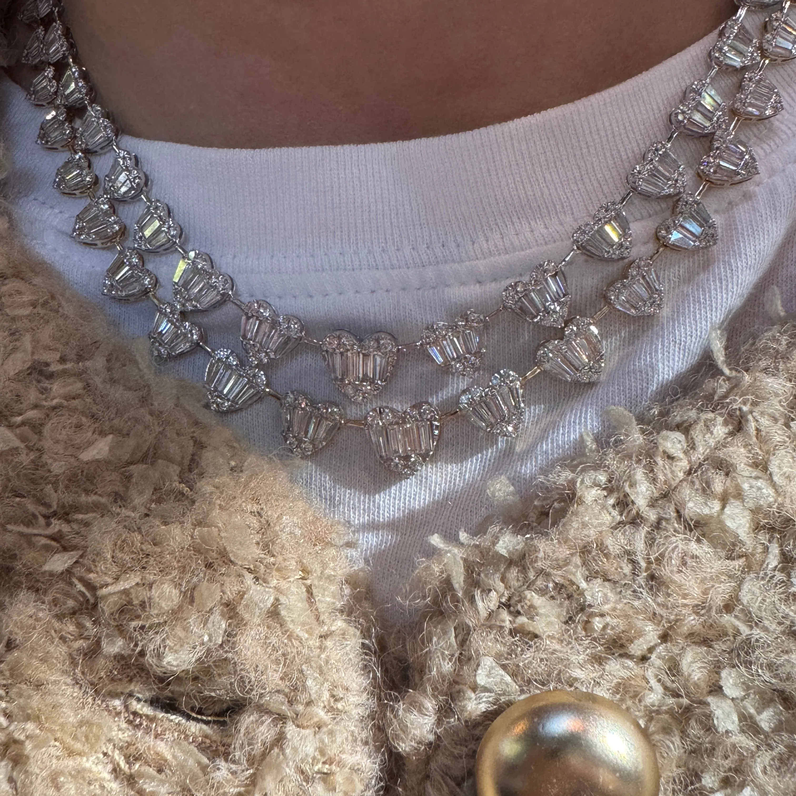 My Whole Hearts Diamond Illusion Baguette Tennis Necklace
