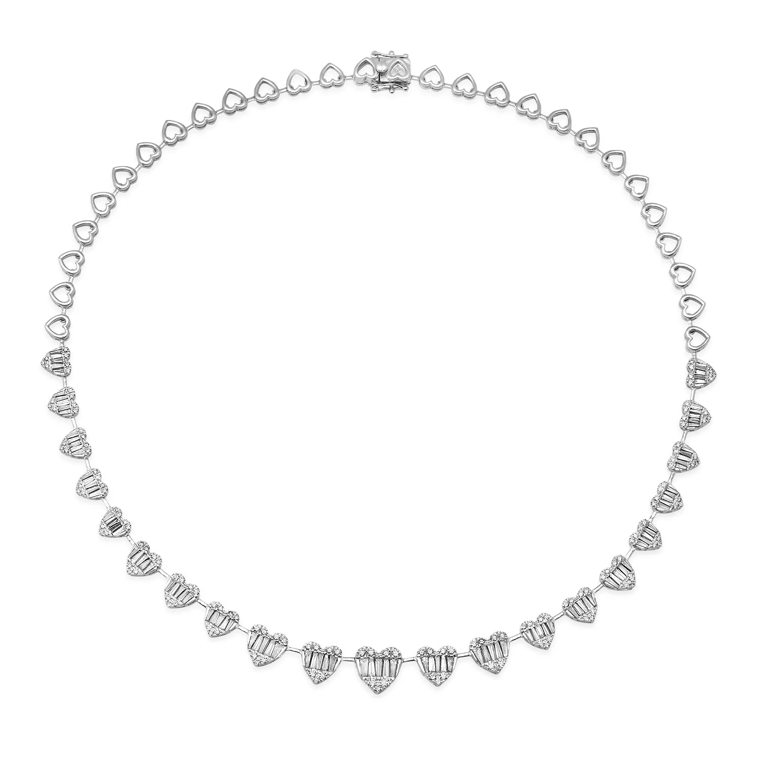 My Whole Hearts Diamond Illusion Baguette Tennis Necklace