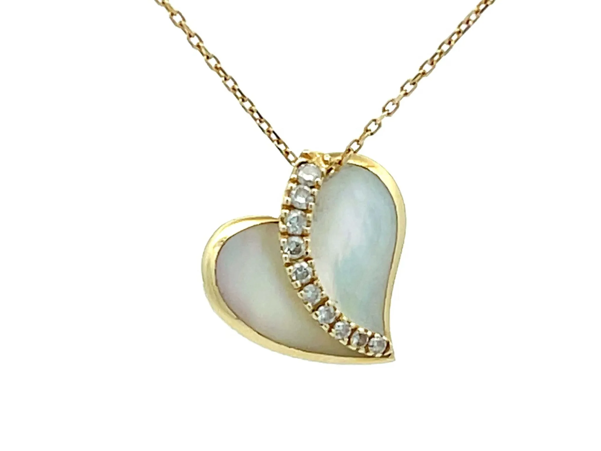 Na Hoku Diamond Heart Necklace in 14k Yellow Gold