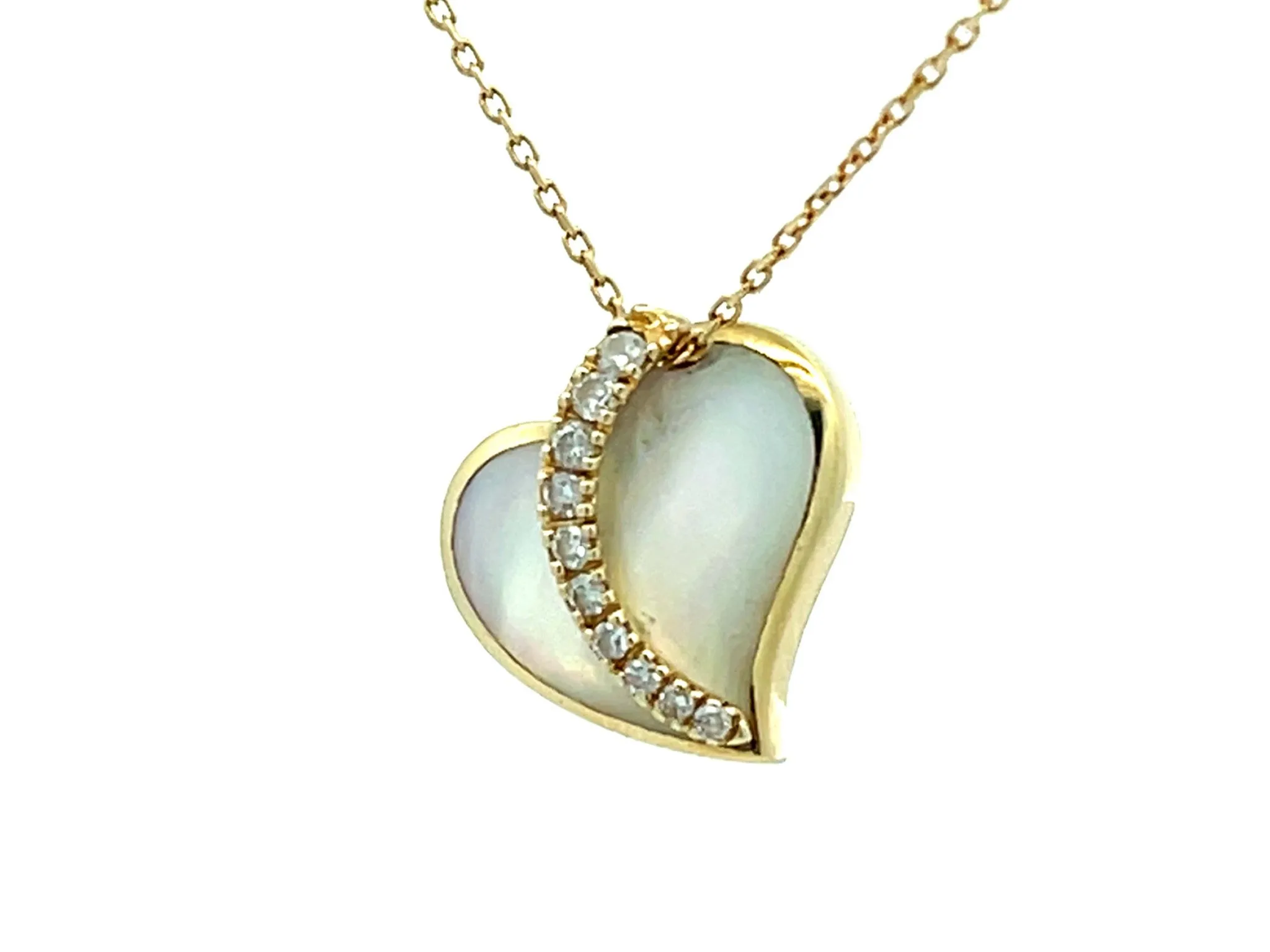 Na Hoku Diamond Heart Necklace in 14k Yellow Gold