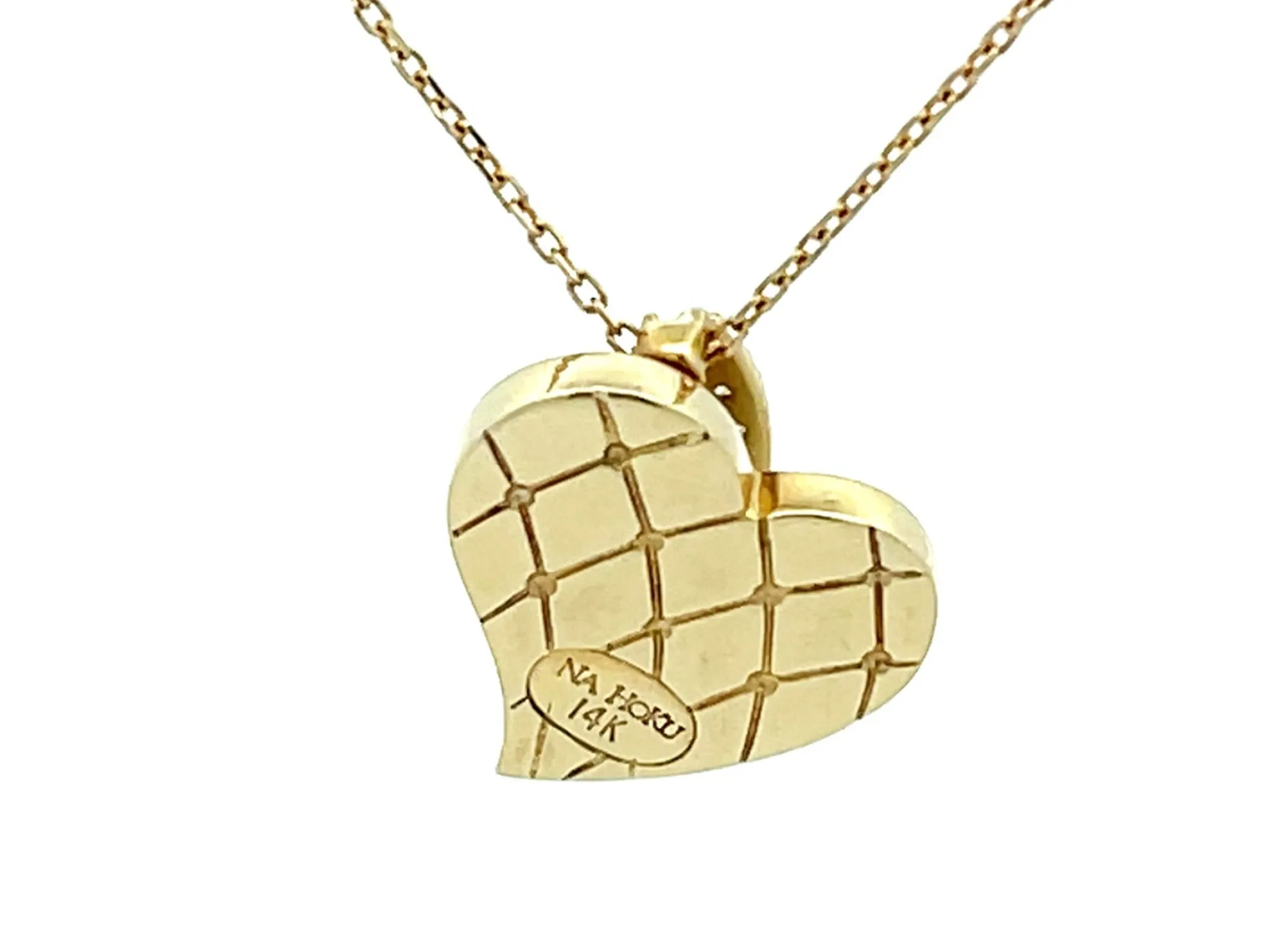Na Hoku Diamond Heart Necklace in 14k Yellow Gold
