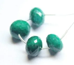 Natural Dyed Green Emerald Faceted Rondelle Gemstone Loose Beads 6pc 15mm 16.5mm
