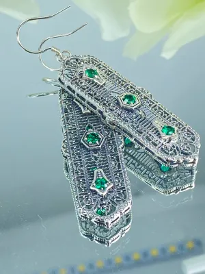 Natural Emerald Earrings, Edwardian Filigree, 3-Kings Earrings E197