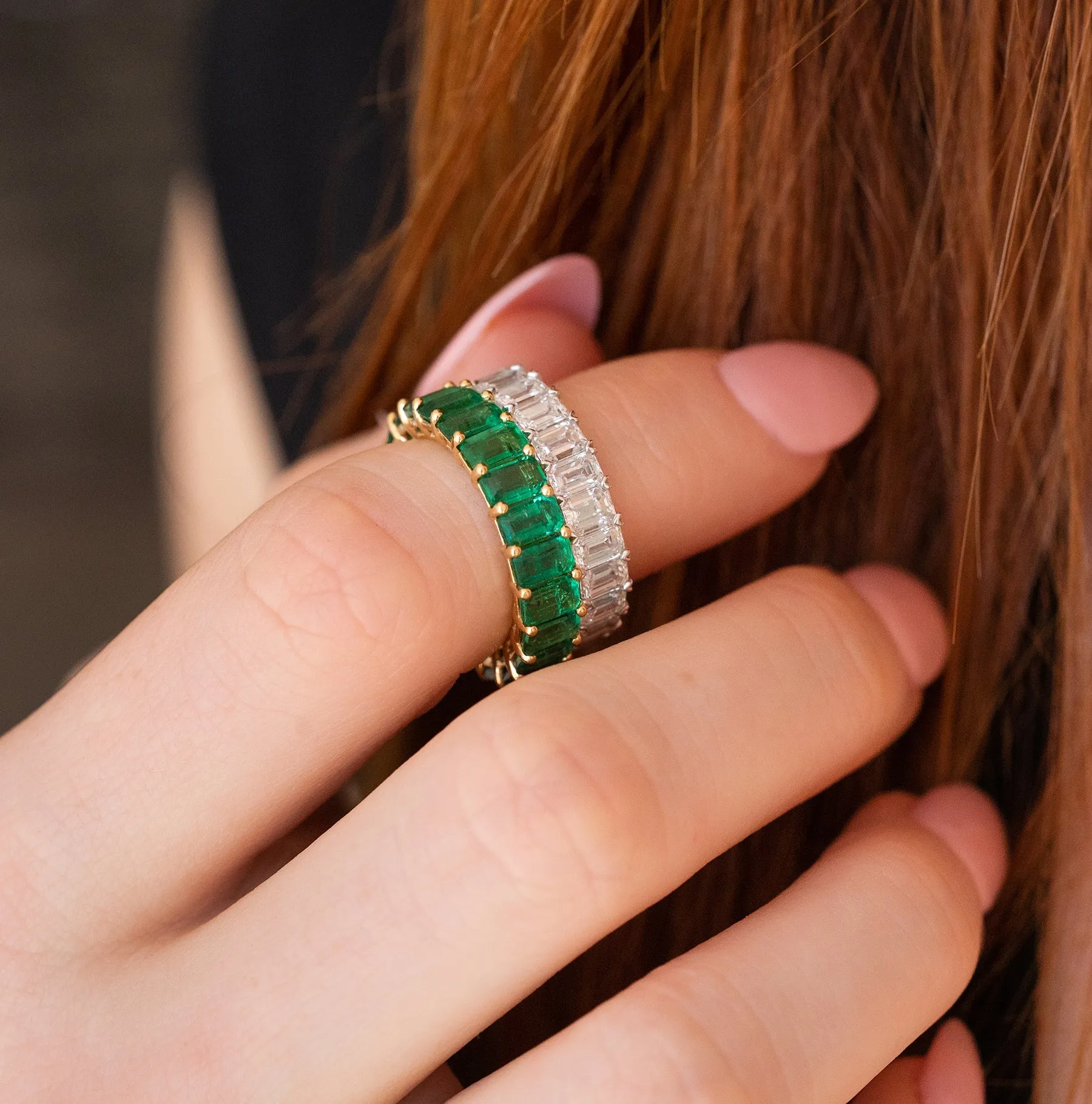 Natural Emerald Eternity Ring