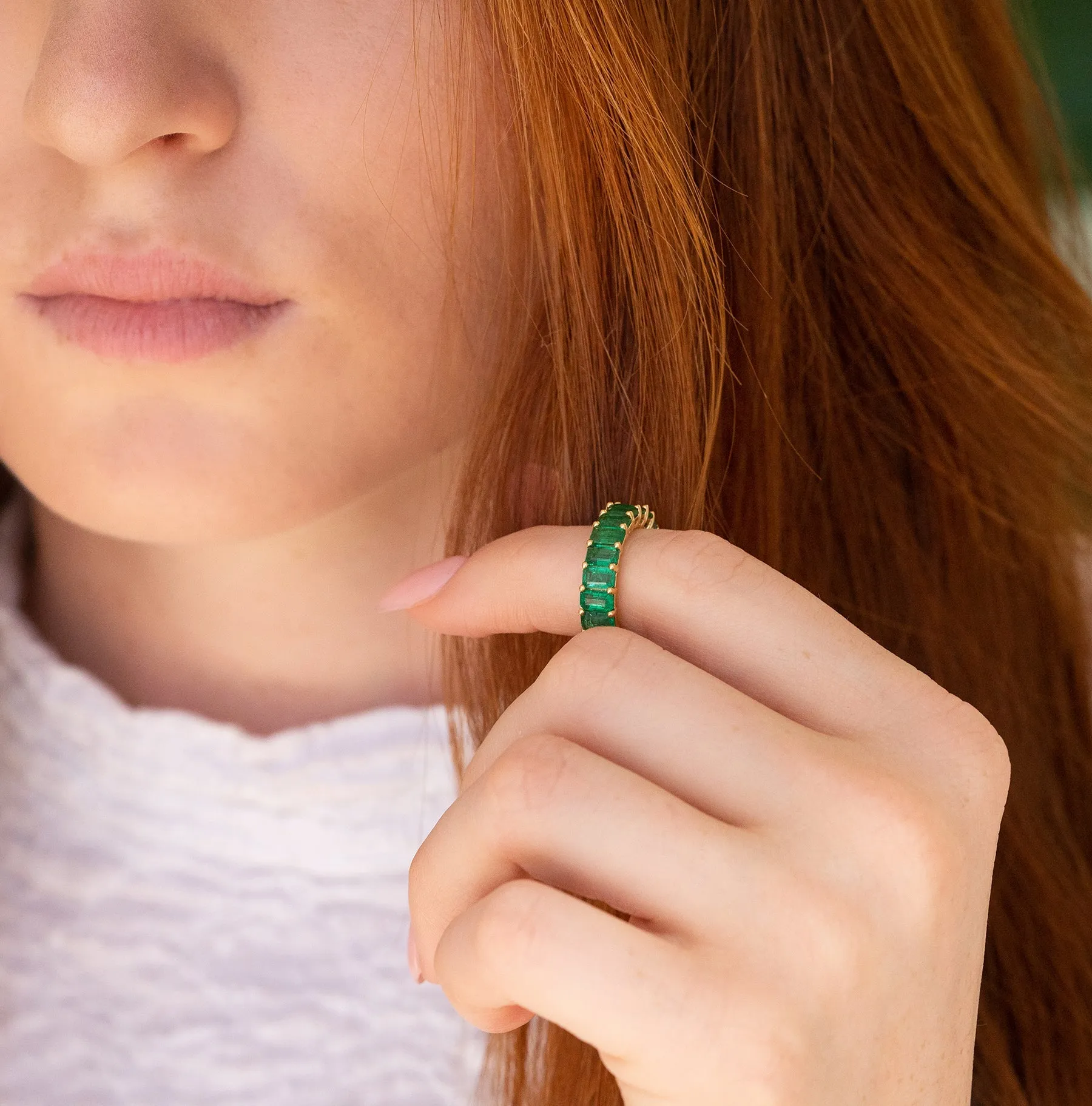 Natural Emerald Eternity Ring