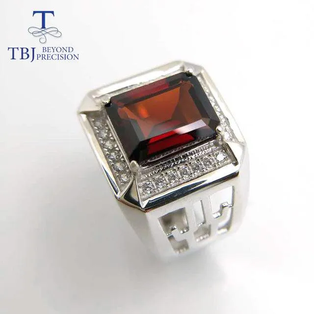Natural Mozambique Garnet Men's Rings