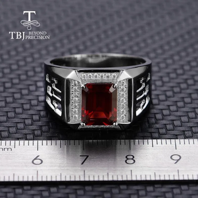 Natural Mozambique Garnet Men's Rings