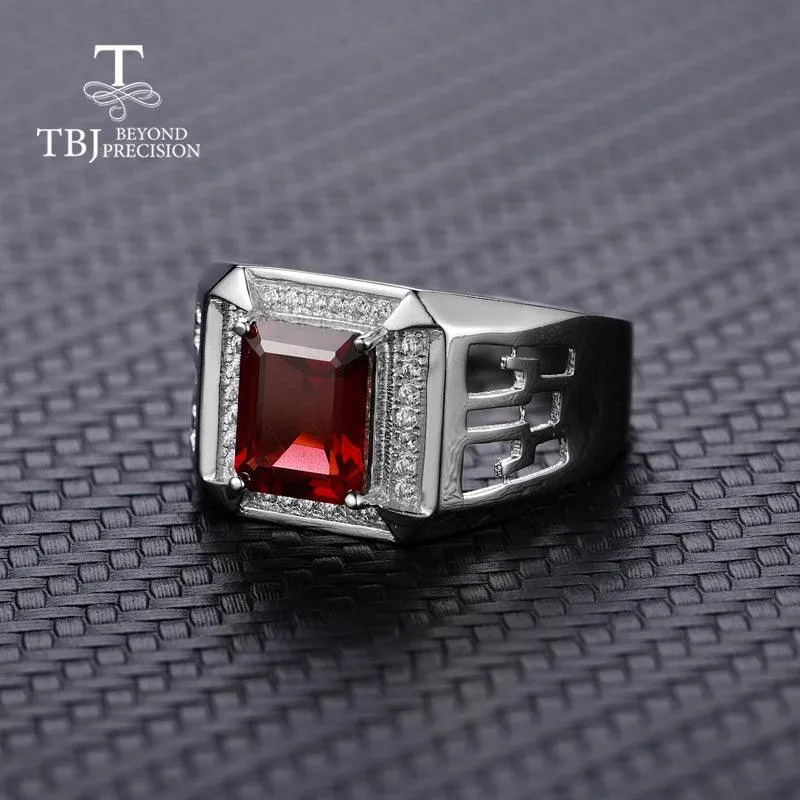 Natural Mozambique Garnet Men's Rings