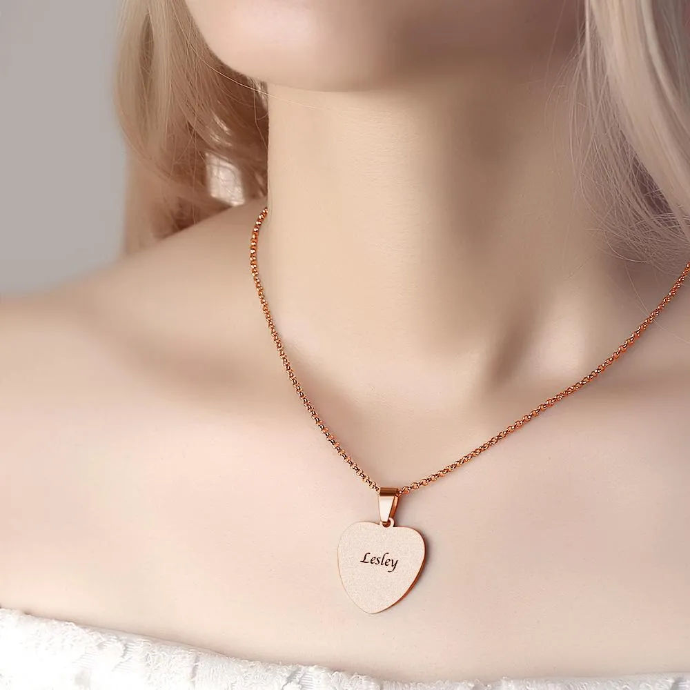 Necklace Engraved Heart Photo Necklace -Best Gifts for Your Lover