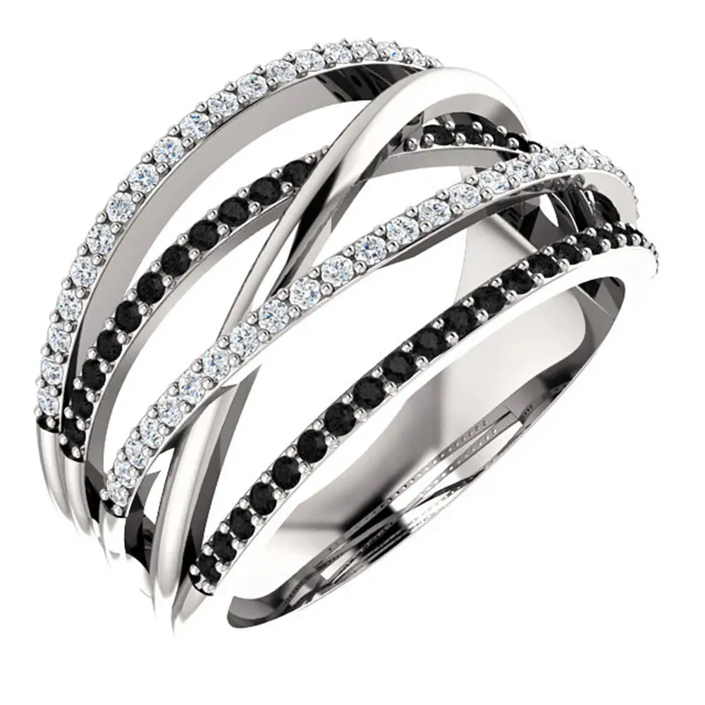 New Twist Ethnic Style Women Finger Rings Black & White Stone Micro Paved Surprise GiftTrendy Jewelry Rings