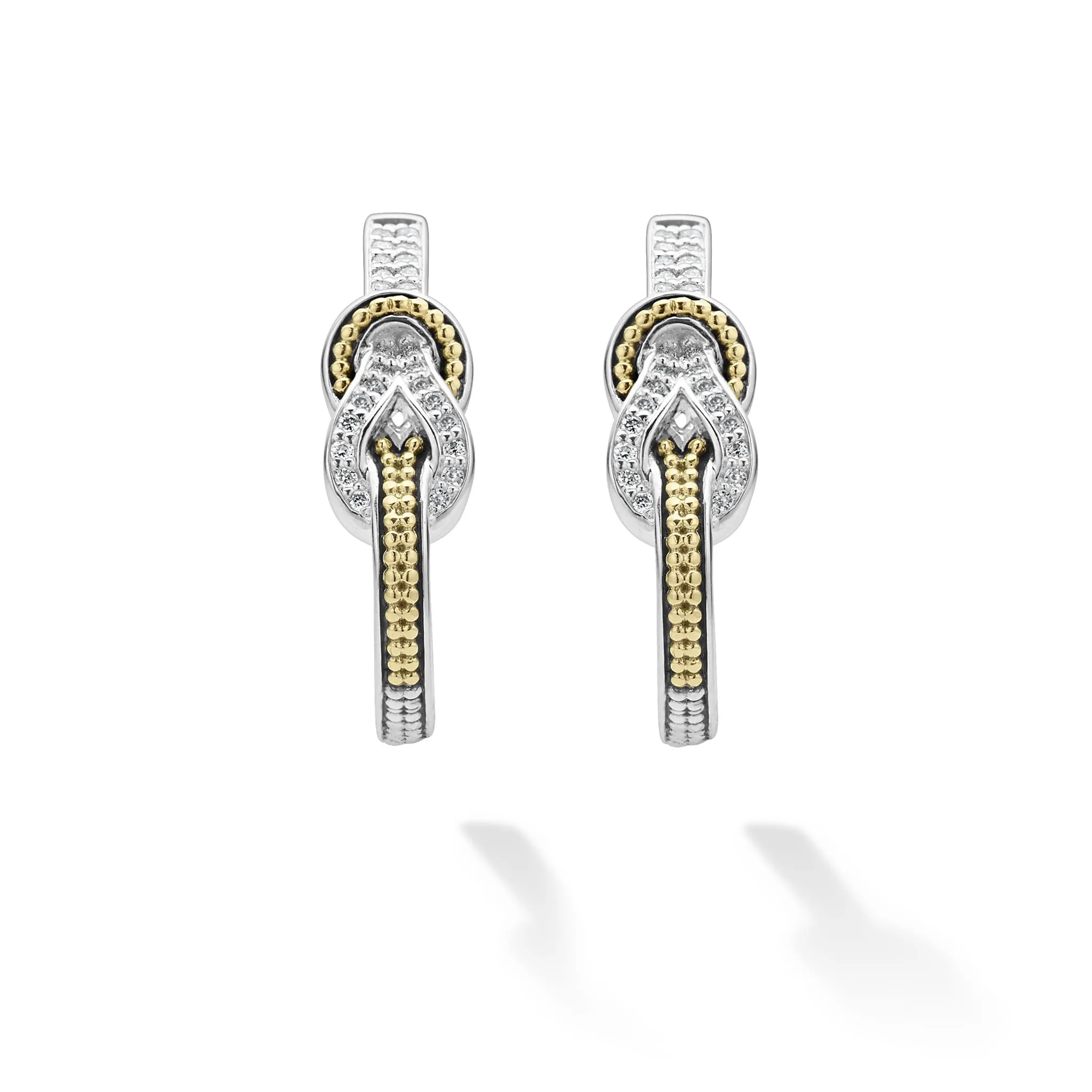 Newport Two-Tone Knot Diamond Half Hoop Earring