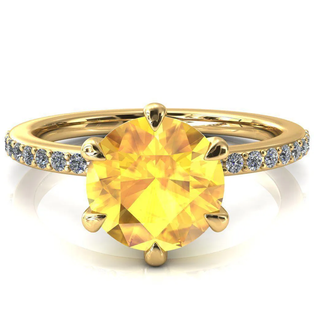 Nora Round Yellow Sapphire Solitaire 6 Prong Ring
